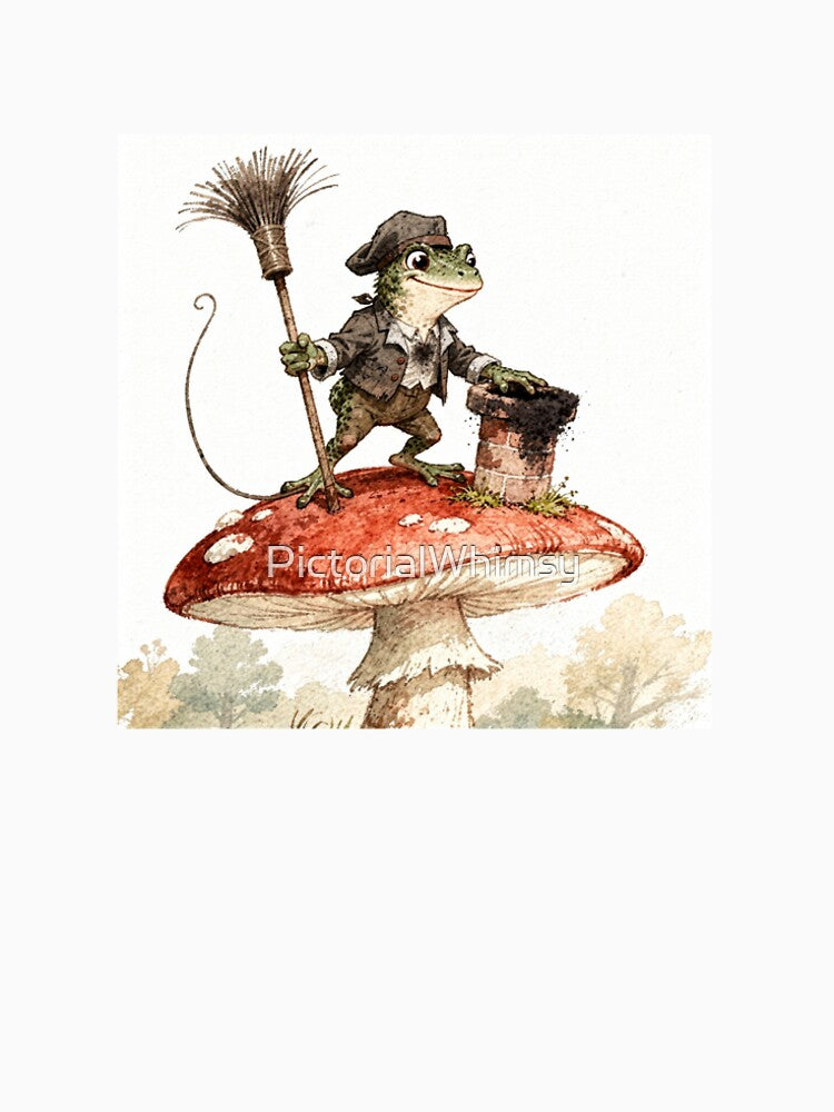 Toad Chimney Sweep on a Mushroom Roof by PictorialWhimsy