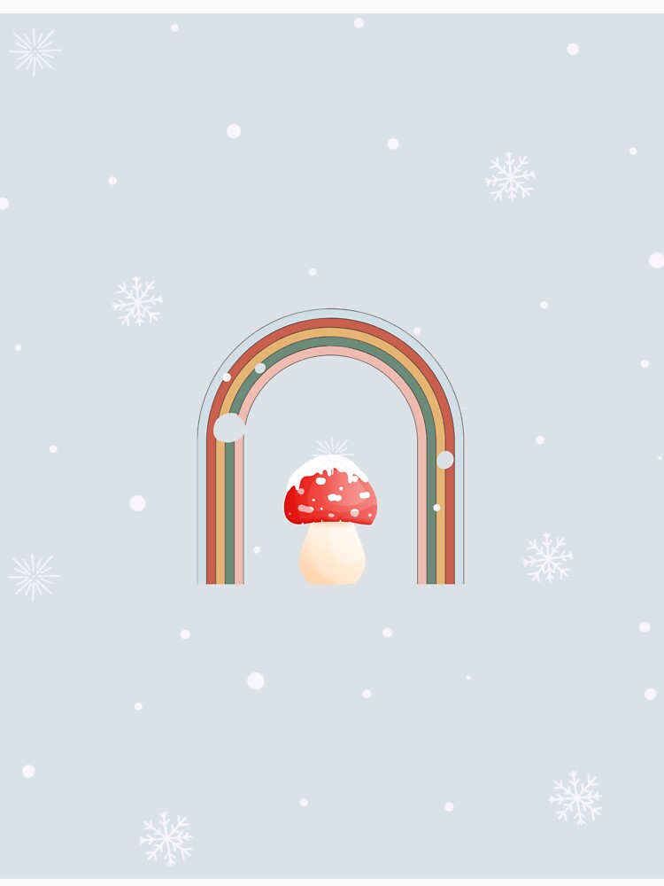Holiday Rainbow with Toadstool - Mushroom Art by AlteredNature