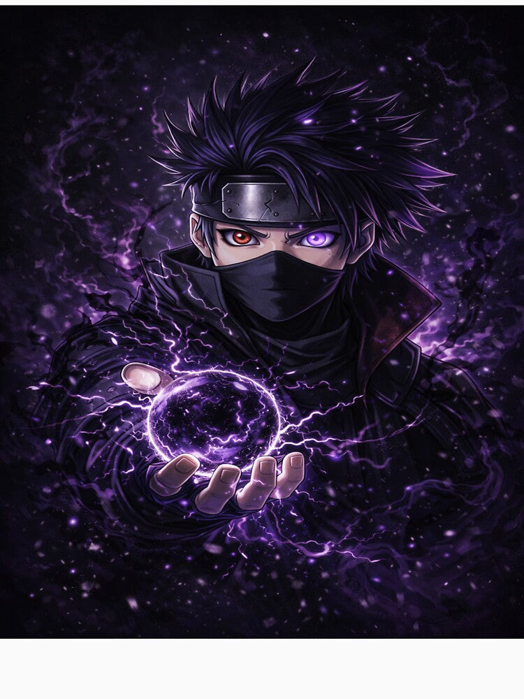 Dark Shadow Ninja Anime Sticker ?⚡ | Purple Energy Warrior Hoodie Design | Dark Anime Aesthetic Art by SSVSTICKERS