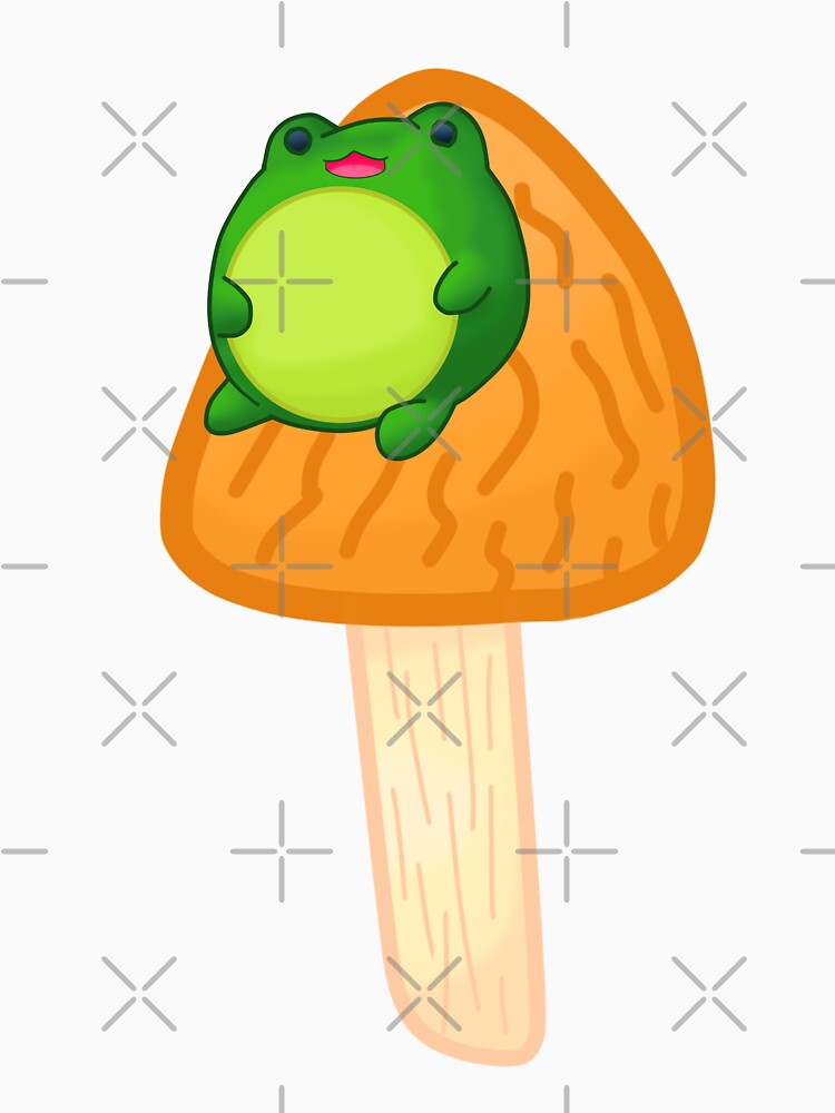 Frog On Orange Mushroom by Cutsiecottage