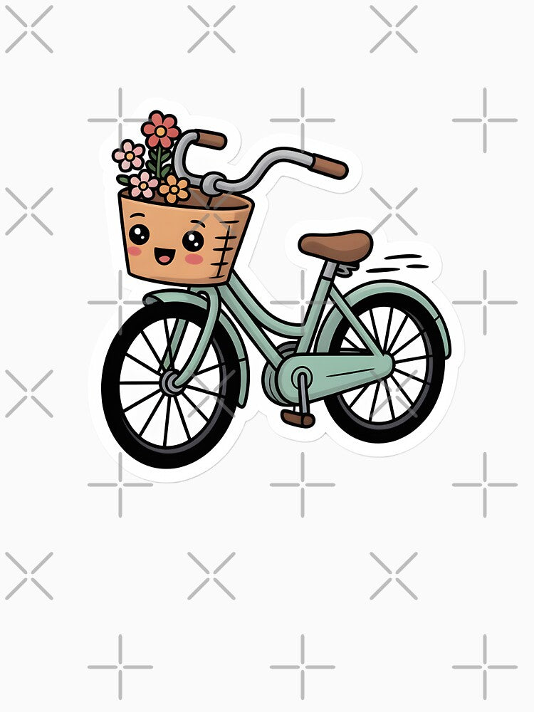 Cute Kawaii Bicycle – Cycling Lover Sticker by DesignEG