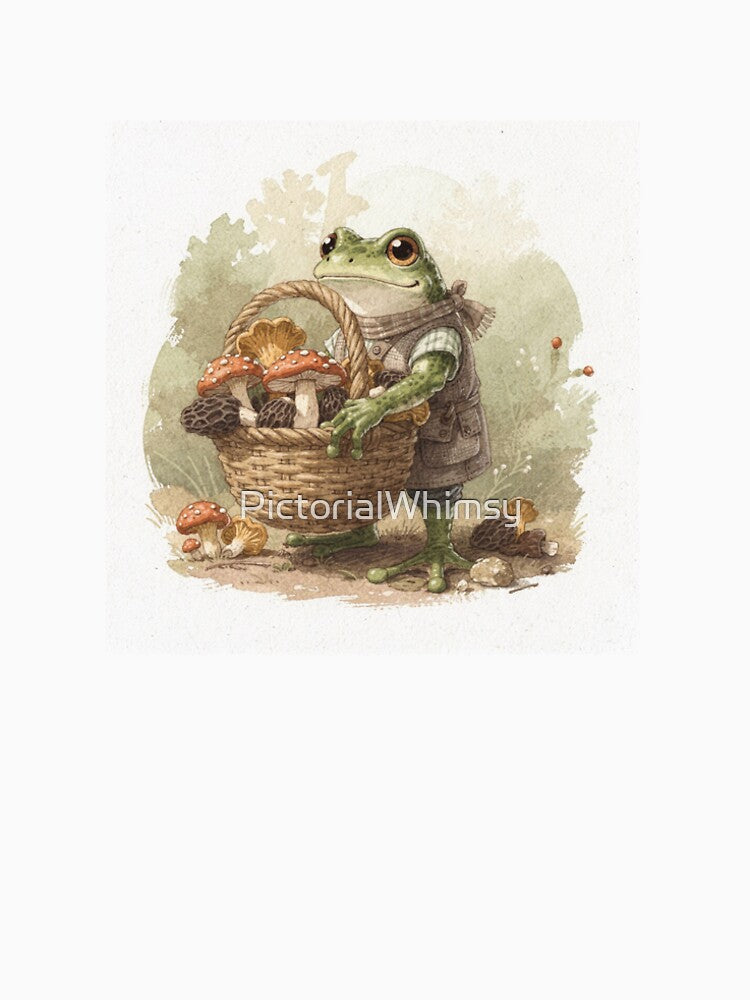 Frog Forager With an Overflowing Mushroom Basket by PictorialWhimsy