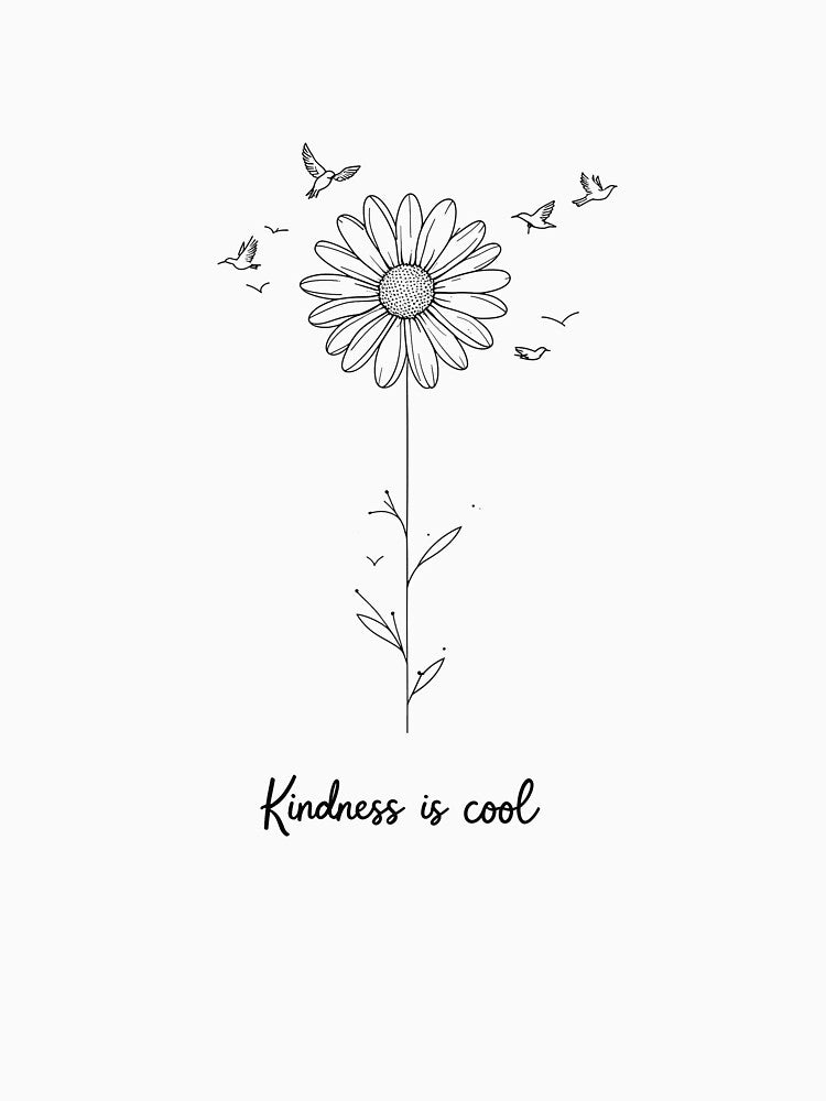Kindness Is Cool Daisy Minimal line art T-Shirt by Nuttajak