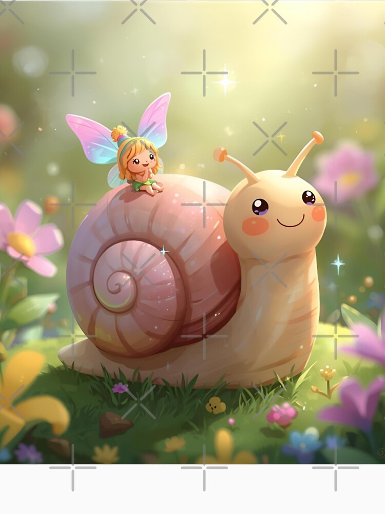 Little elf rides on snail through the fairytale forest by SimonsDesignArt