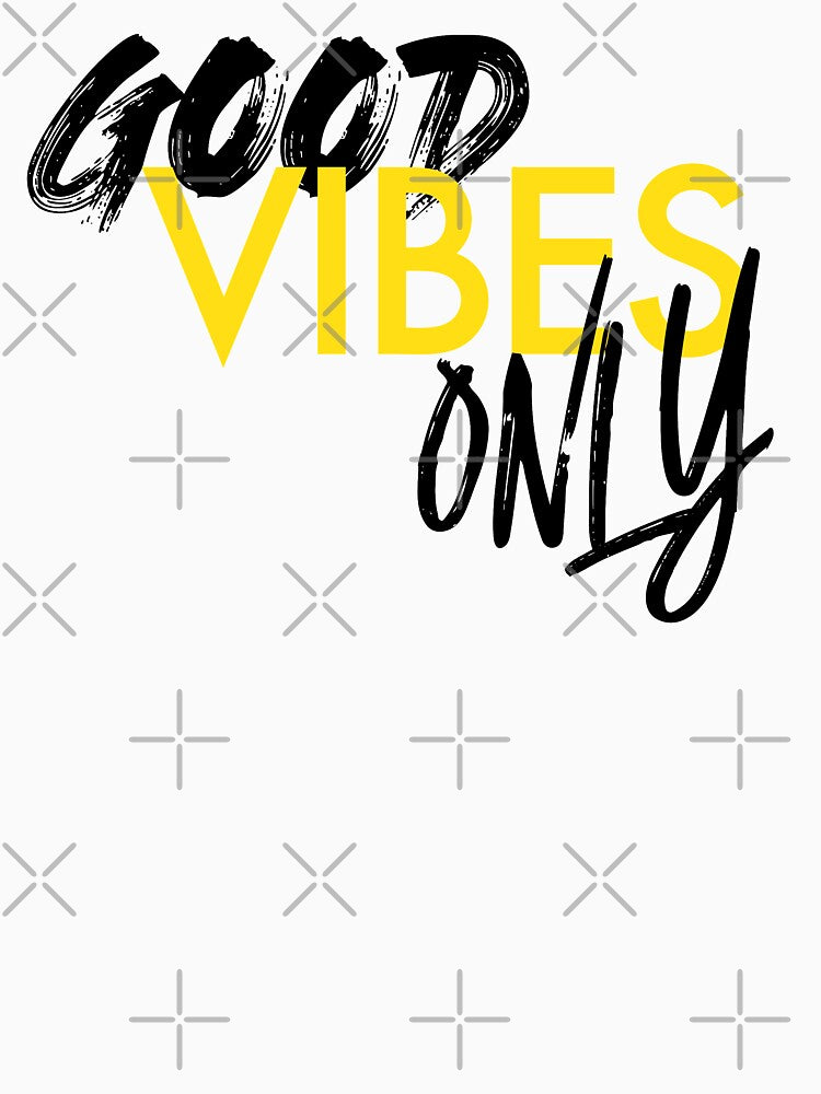 Modern, vibrant, fun, cheerful graphic design of "Good Vibes Only" by theendup