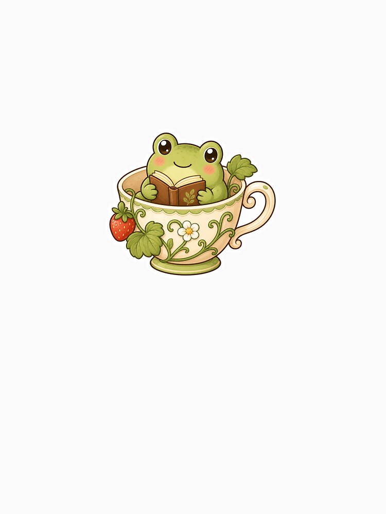 Cozy Frog Reading In A Teacup by The-Art-of-D