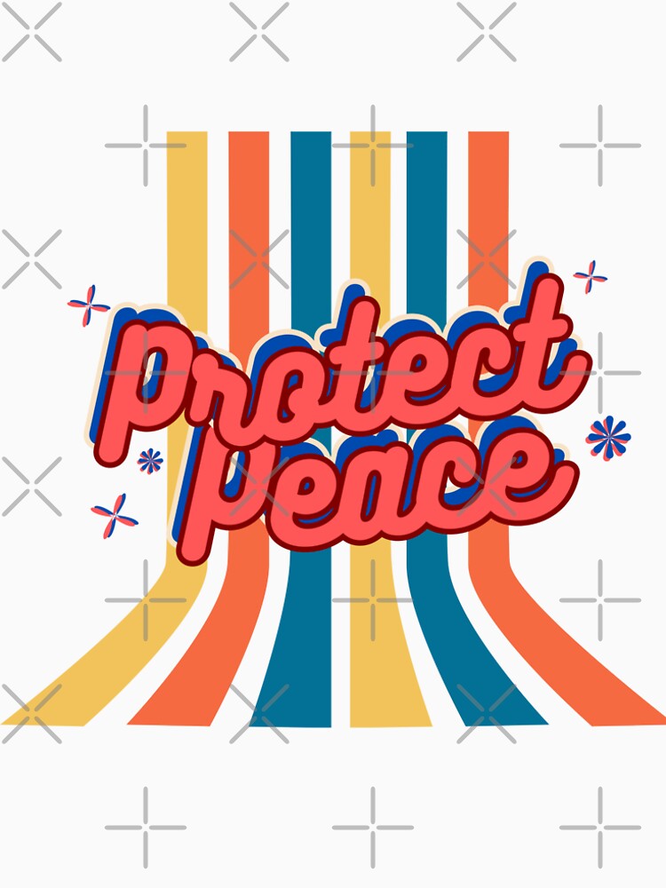 Protect Peace groovy typography statement - 70s Retro Hippie by print-et-al