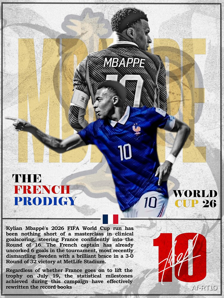 Kylian Mbappe France World Cup 2026 Poster Art Print by Af-RT10