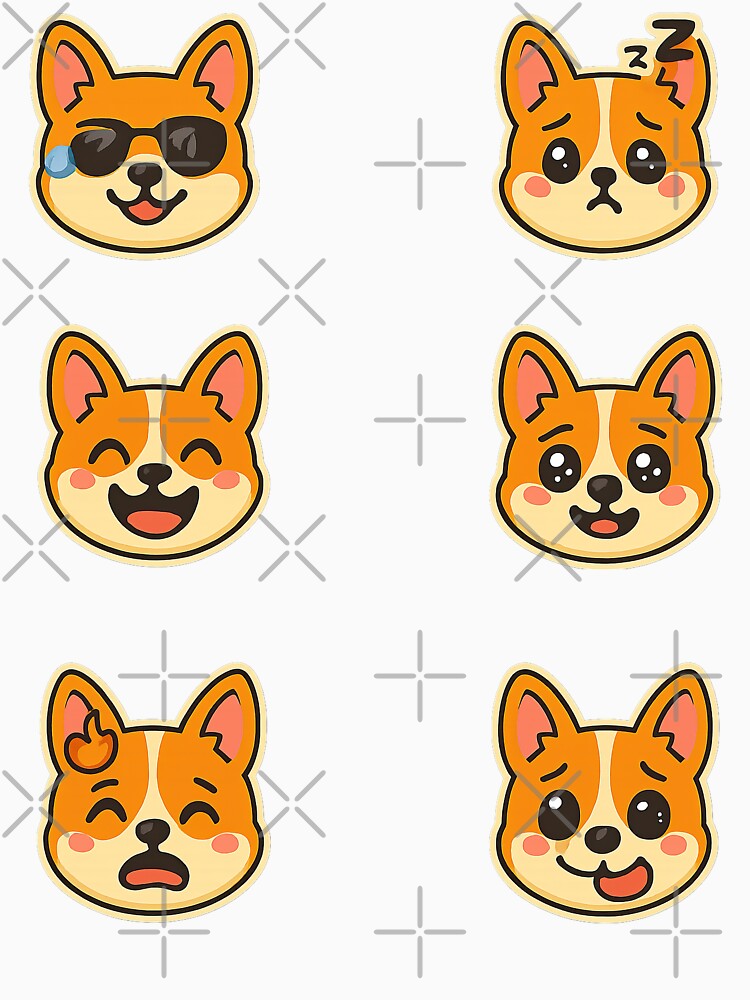 Cute Kawaii Corgi Emoji Set 2, Kawaii Corgi by graphic-genie