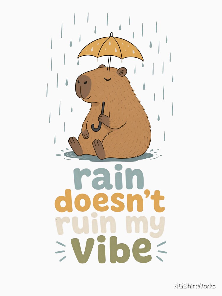 Cute Capybara with Umbrella Isolated Illustration by RGShirtWorks