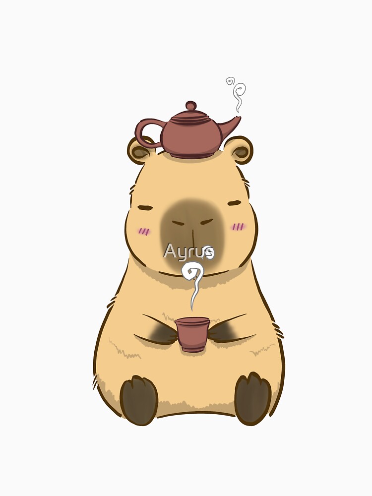 Cute Cozy Capybara Drinking Tea by HinokoCraft