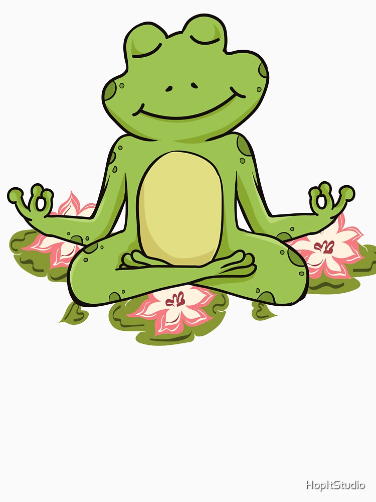 Yoga frogs. meditating frog doing yoga. by HopItStudio