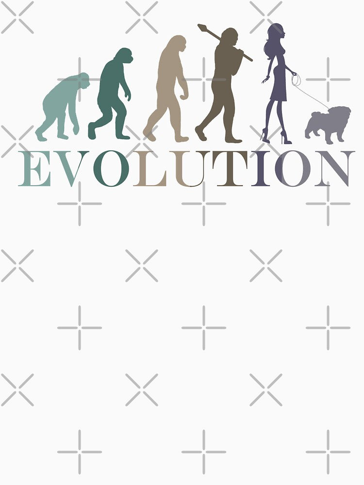 Evolution Pug Woman Minimalist Retro Vintage by hemp3x