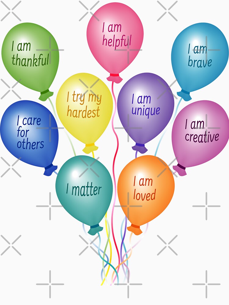 Colorful balloons with positive affirmations by NataliaVVV