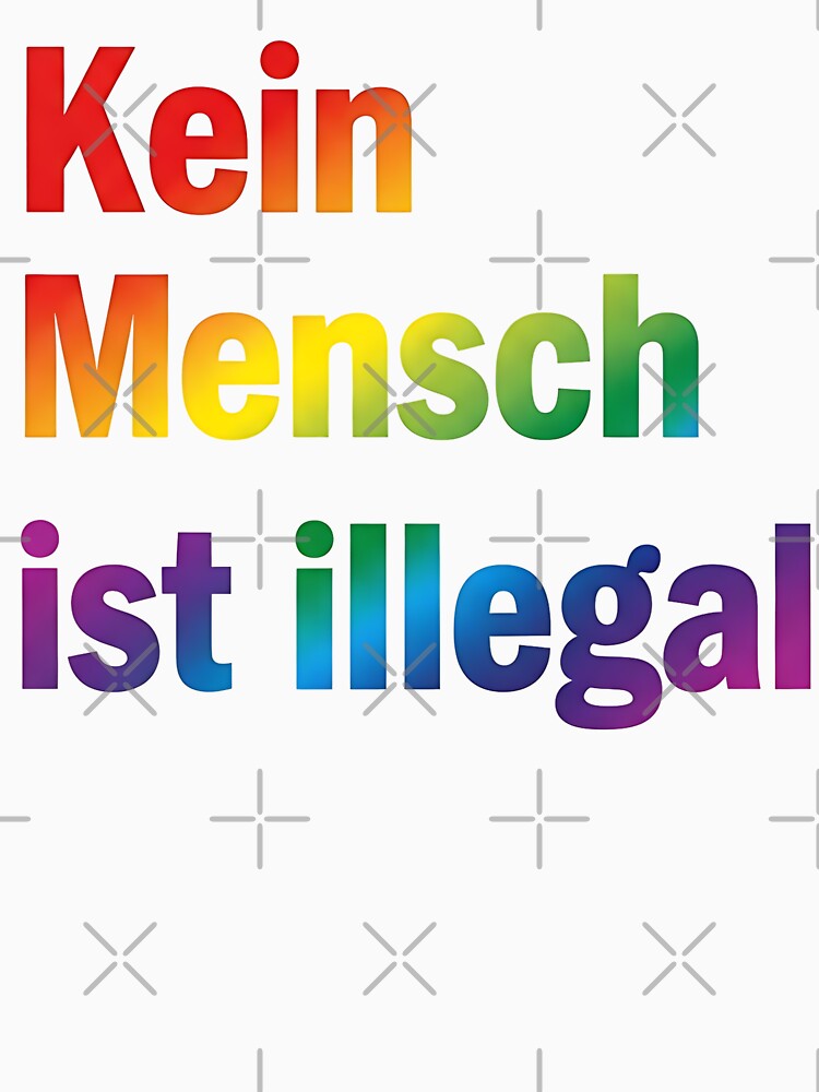No Human Being Is Illegal Rainbow Statement Typography by AilinsDesigns