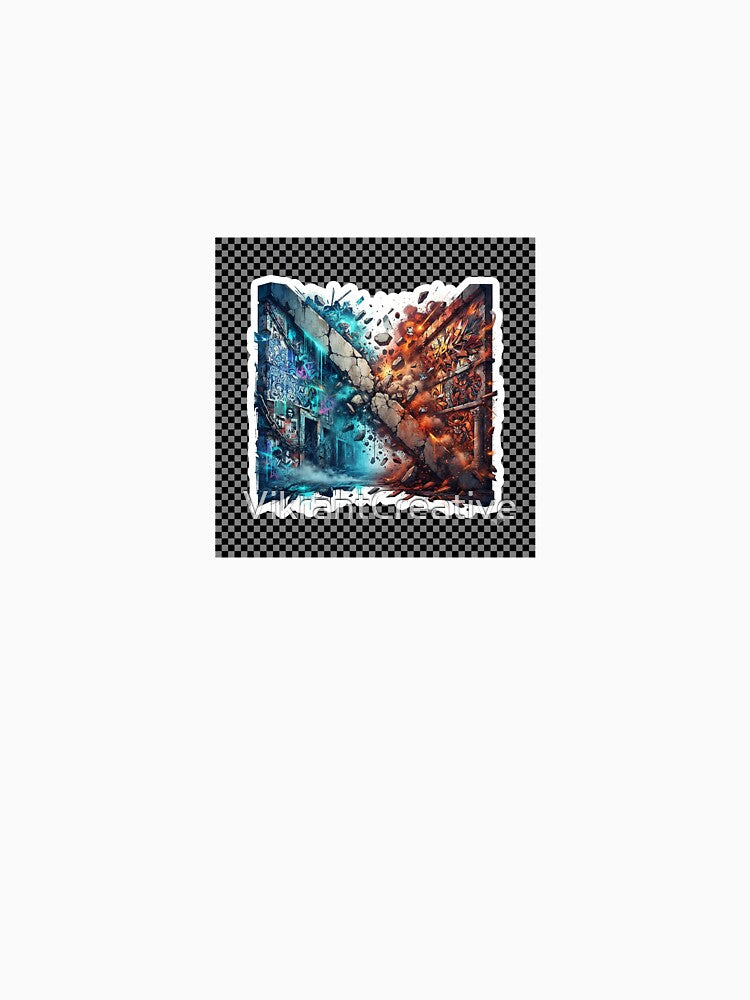 Portugal vs Spain Shattered Wall Blue vs Fire Street Art by VikrantCreative