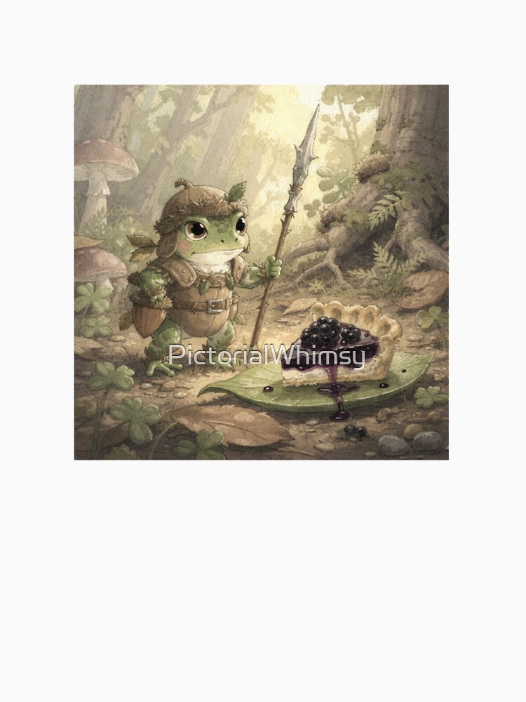 Frog Knight Guarding the Last Slice of Blackberry Pie Cottagecore Art by PictorialWhimsy