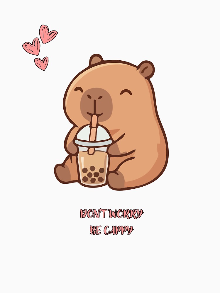 Cute Capybara Dont Worry Be Cappy Funny Animal Pun by DailyStickerLab