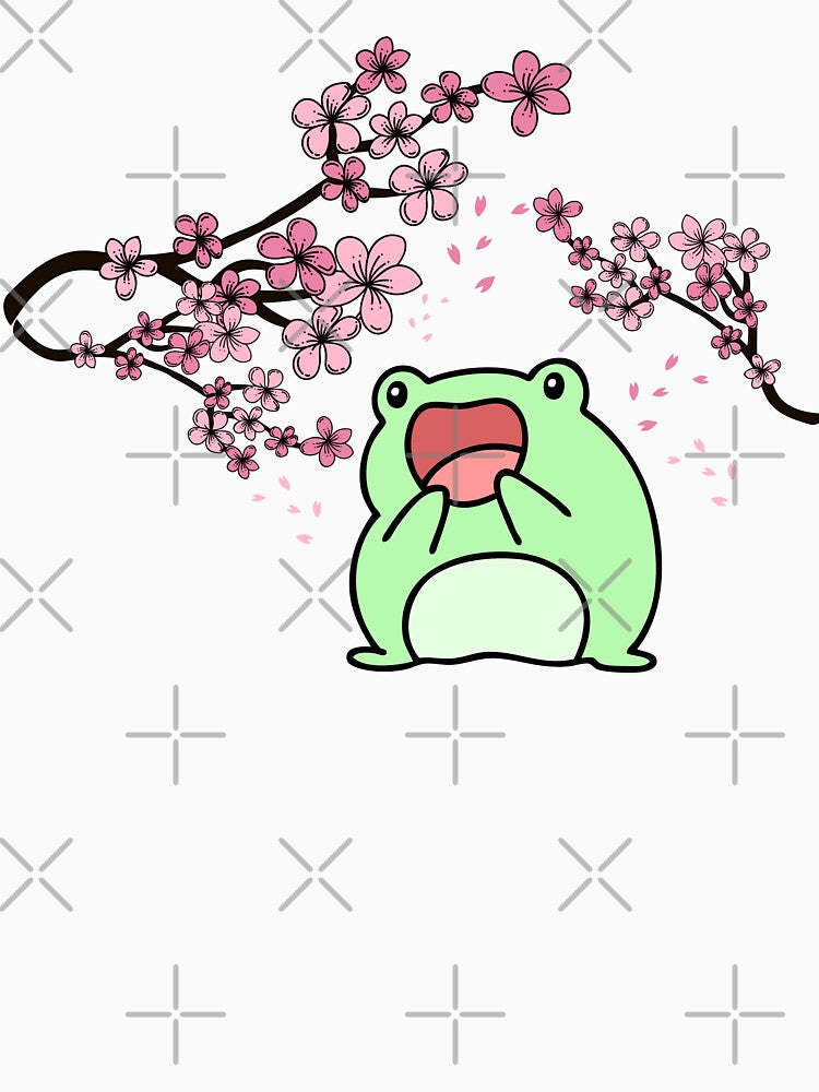 Frog Aesthetic Frog in Spring Cottagecore Cottage Core Cherry Blossom Sakura by CaitU