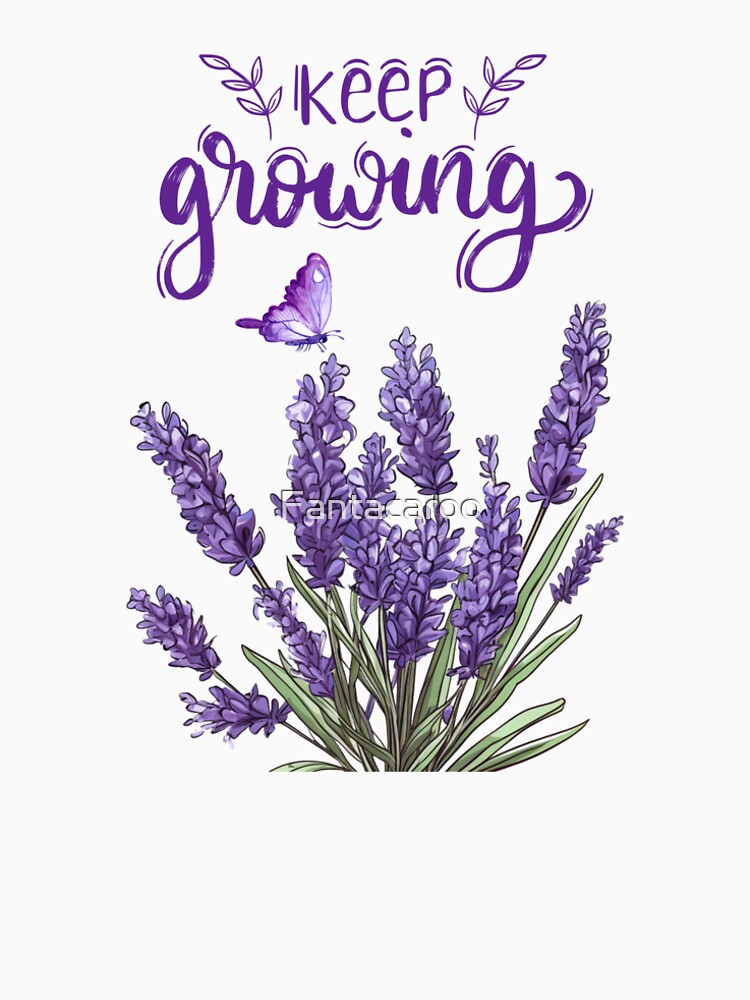 Keep Growing Affirmation with purple flowers by Fantacaroo Designs