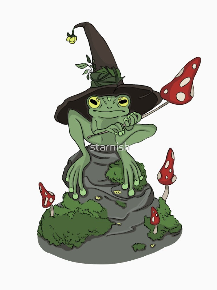 Cute Frog Mushroom Wizard Hat - Kawaii Cottagecore Aesthetic by starnish