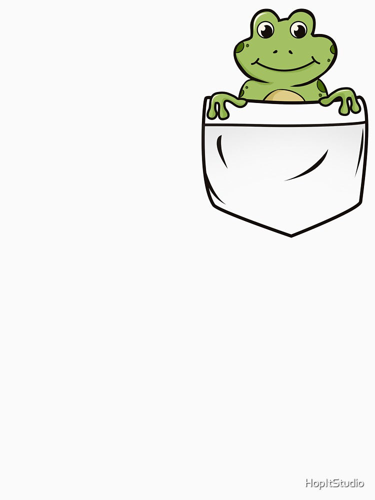 Cute frog in a pocket.  Cottagecore aesthetic frog by HopItStudio
