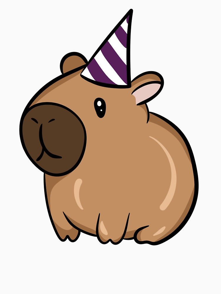 Cute Party Capybara - Funny Animal with Birthday Hat Illustration by LYAN-STORE