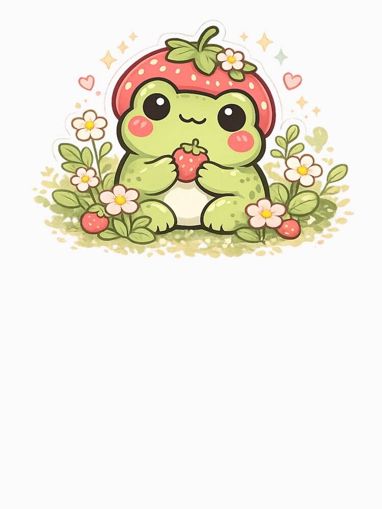 Cute Strawberry Frog Kawaii Cottagecore by ajamzbox