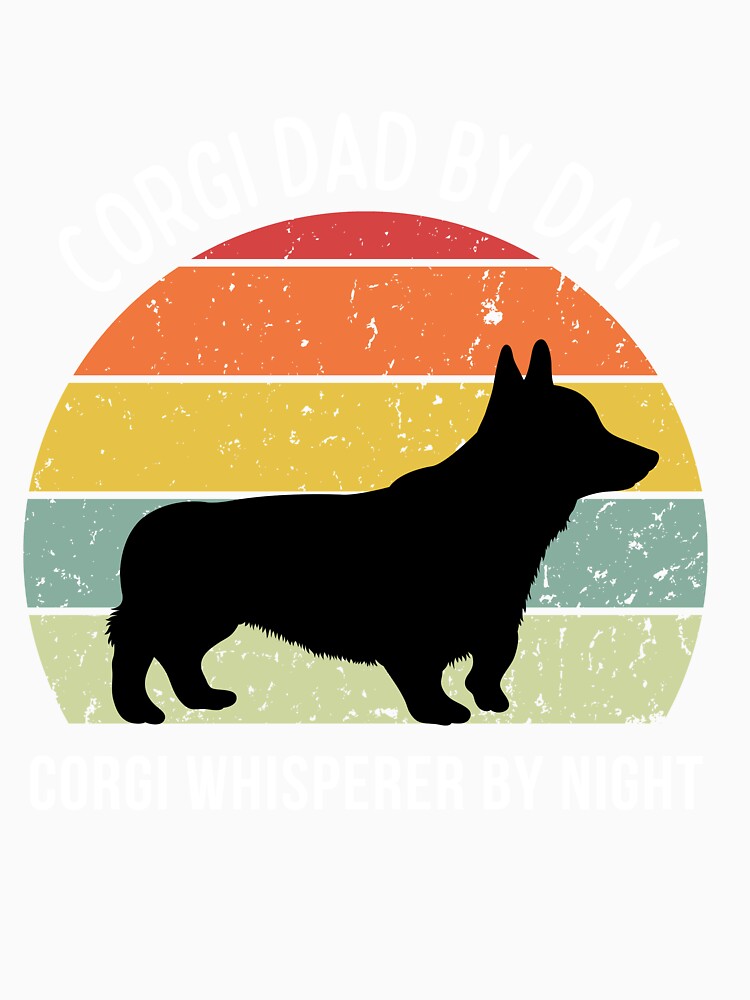 Retro Sunset Corgi Dad by Day design - white text by 29Bumblebee
