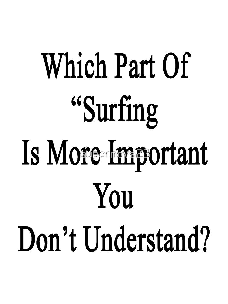Which Part Of "Surfing Is More Important" You Don't Understand? by supernova23