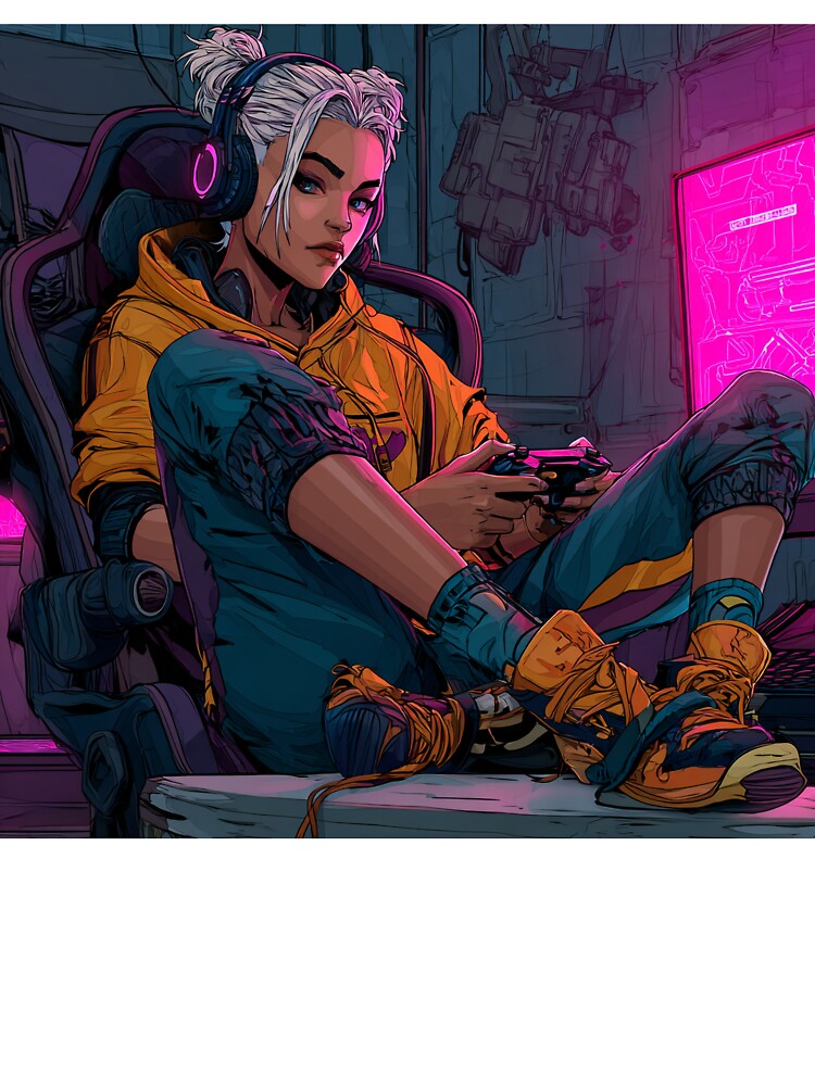 gaming girl in retro style by lssquare