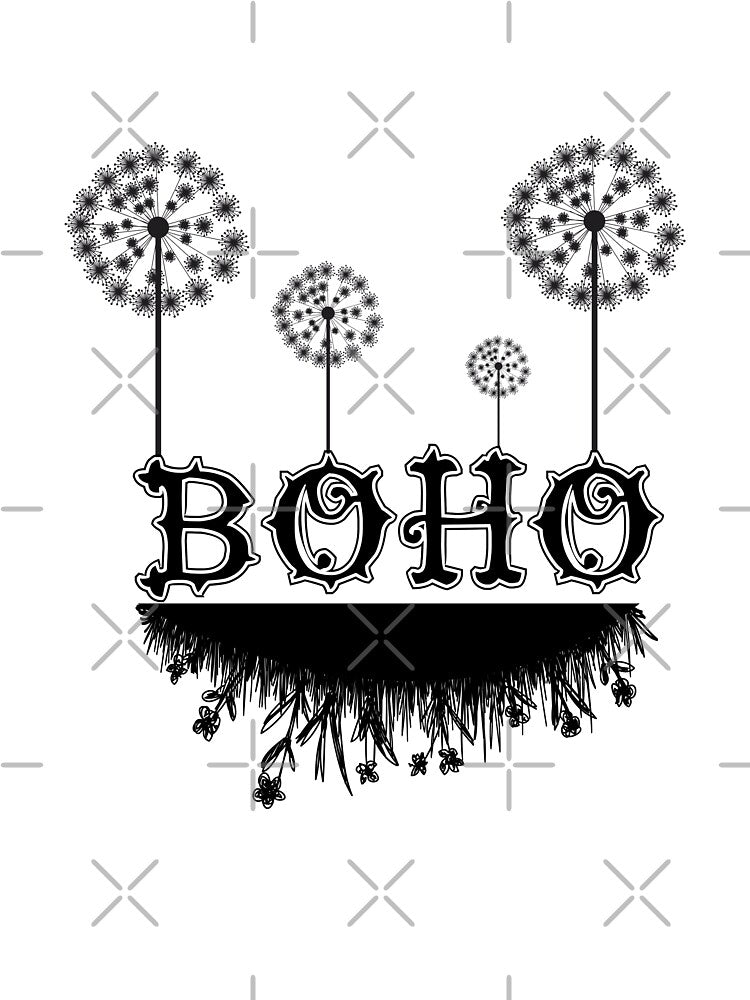 Boho Dandelion and Grass Typography T-Shirt by GorinART
