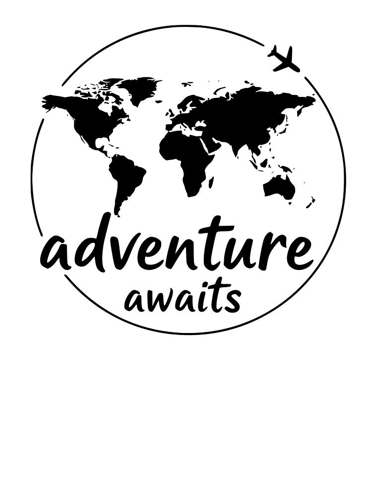 Adventure Awaits Travel World Map Airplane Design by Azulinyo