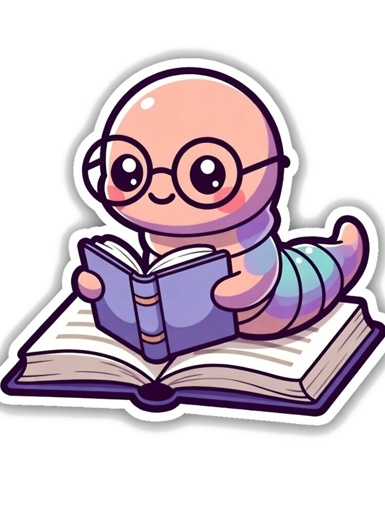 Cute Bookworm Reading Book – Funny Nerd Reader Sticker by ahfas86