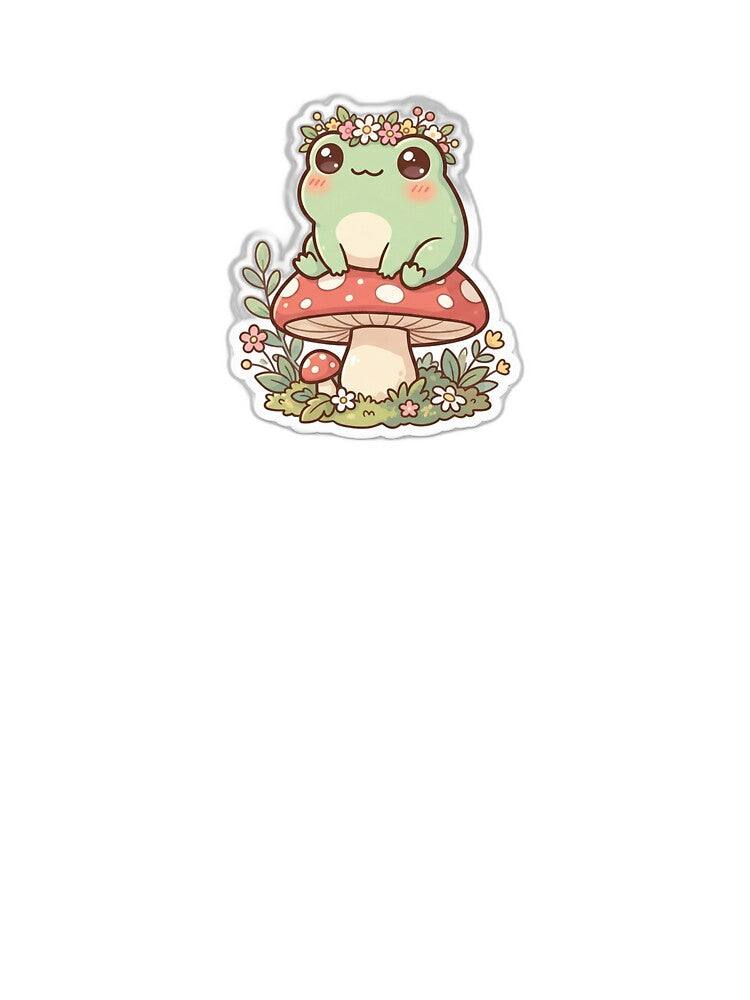 Kawaii Frog Cottagecore - Cute Nature Sticker by Glitchfab