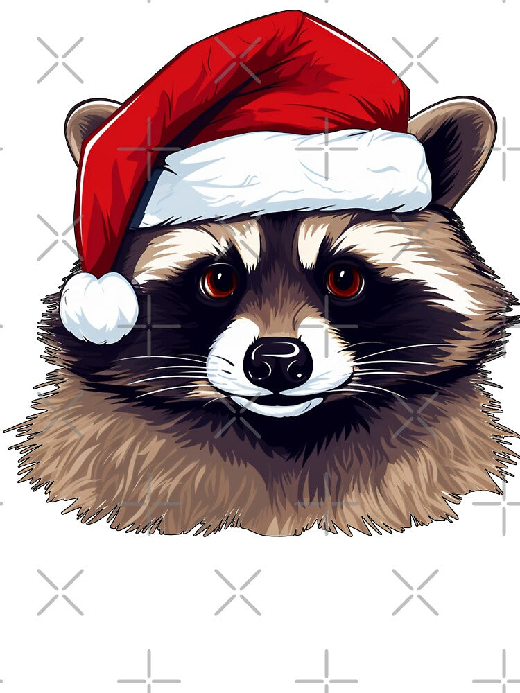 Adorable Christmas Raccoon donning a Santa Claus hat by MOA-trends