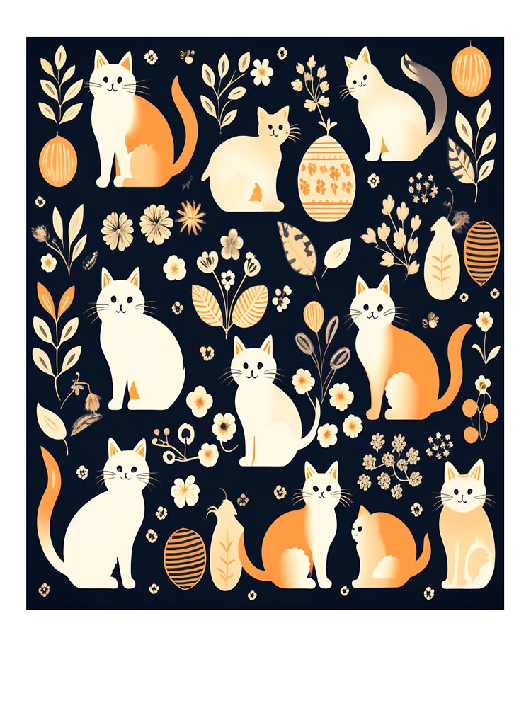 Boho - Abstract Blue Cat Pattern by PatternInArt