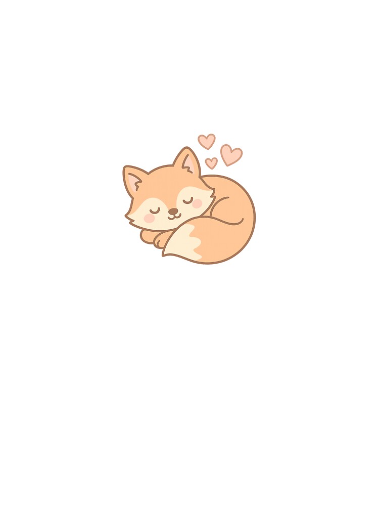 Sleeping fox with hearts – Kawaii animal stickers by ClipVictuumArts
