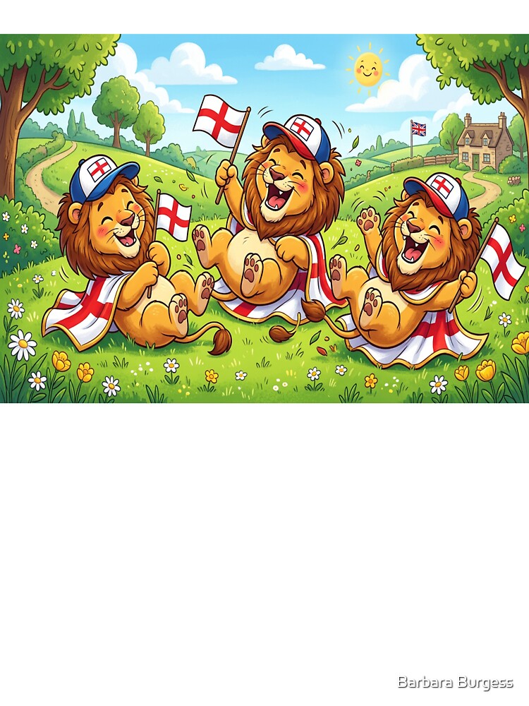 3 Lions England Football Team Supporters Having fun laughing by Barbara Burgess