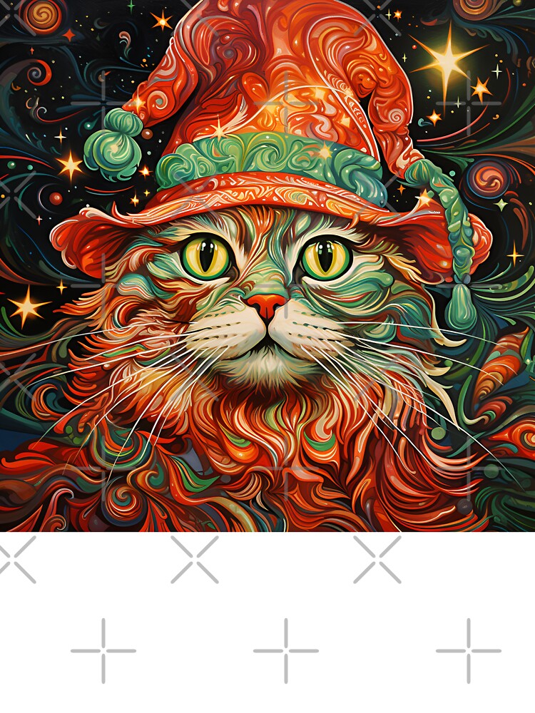 Trippy holiday cat print by dcrc