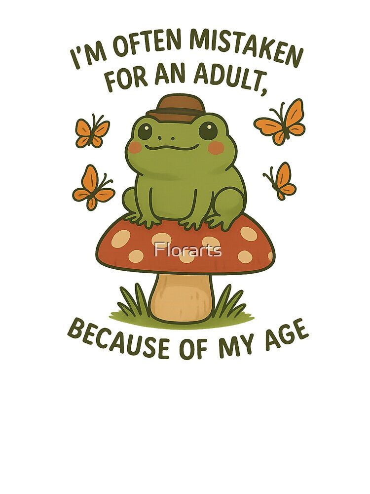 Cute Frog on Mushroom – Funny Adulting Quote Retro Aesthetic Design by Florarts