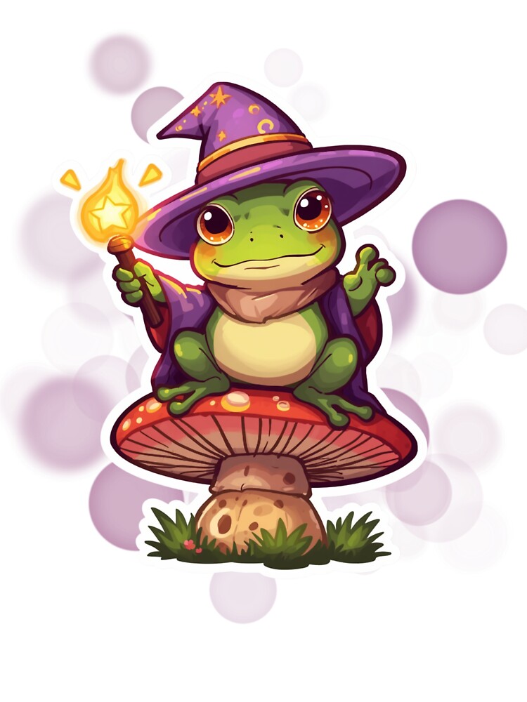 Cute Cozy Frog Cottagecore Sticker Whimsical Nature Art by iamKRUK