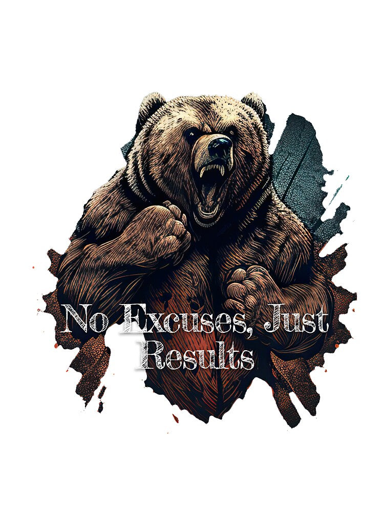 No Excuses, Just Results Bodybuilding Fitness Gym Workout Exercise Merch Print  Design by tengamerx