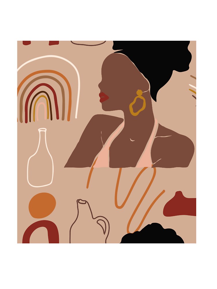 Boho Style Woman With Rainbow and Abstract Lines by Sohee Jin