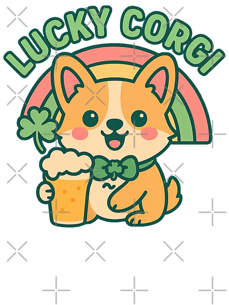 Cute Kawaii Corgi, Cute St Patricks Day Corgi by graphic-genie