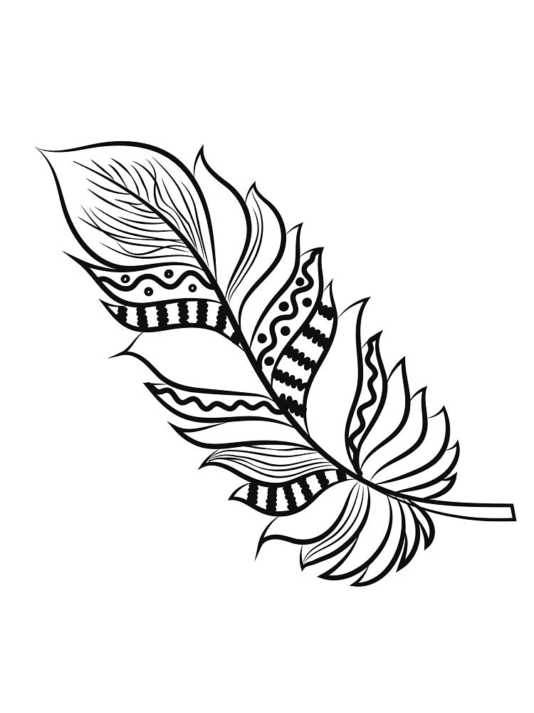 Bohemian Feather Design Black & White by Immadman