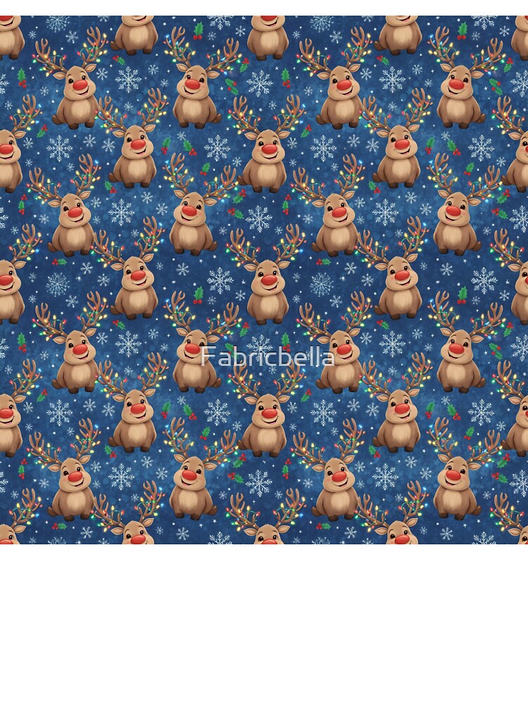 Festive Reindeer with Lights Christmas Pattern by Fabricbella