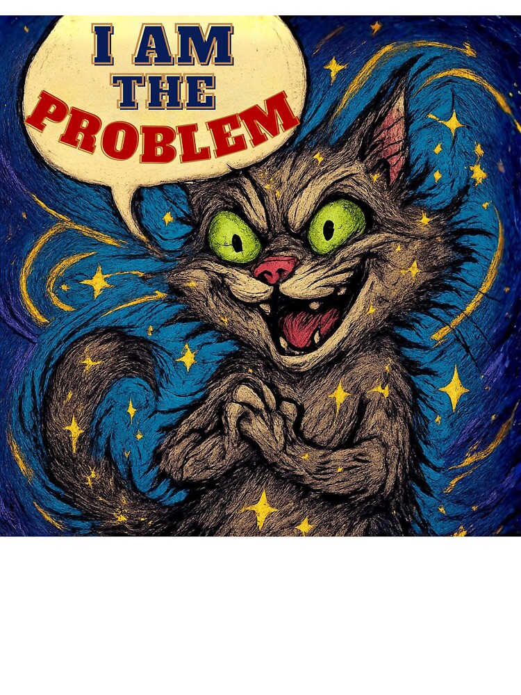 Funny Cat I Am The Problem Design Meme Art Style Painting Psychedelic by Cat-astrophes
