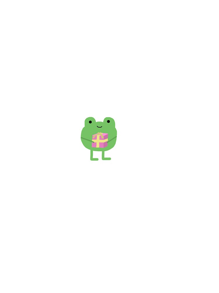 Frog with present by katiebazela