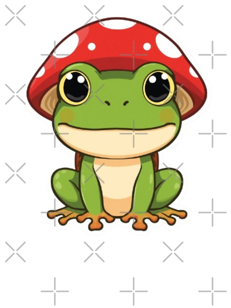 Kawaii Mushroom Frog Sticker | Cute Chibi Frog Cottagecore Gift by Stylestickers55